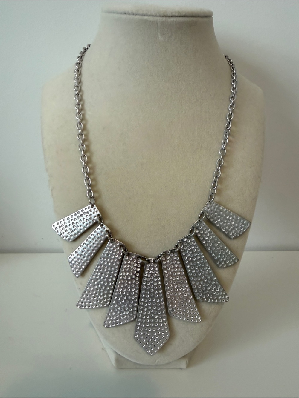 Silver Statement Pendant Bib Necklace - Women Jewelry